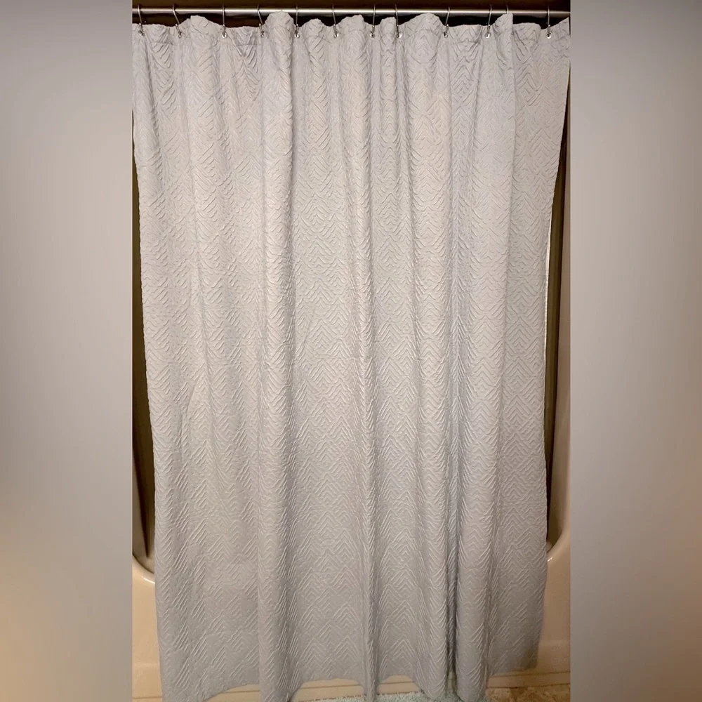 Nautica Grey Embossed Shower Curtain 72” x 72” metal grommets
